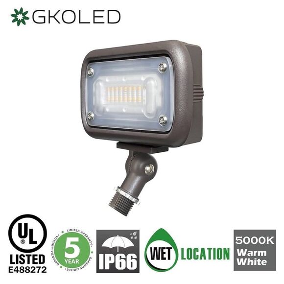 GKOLED 15W LED Floodlight, Outdoor Security, 1500 Lumens, 50W MH, 5000K Day Wht - Picture 3 of 16